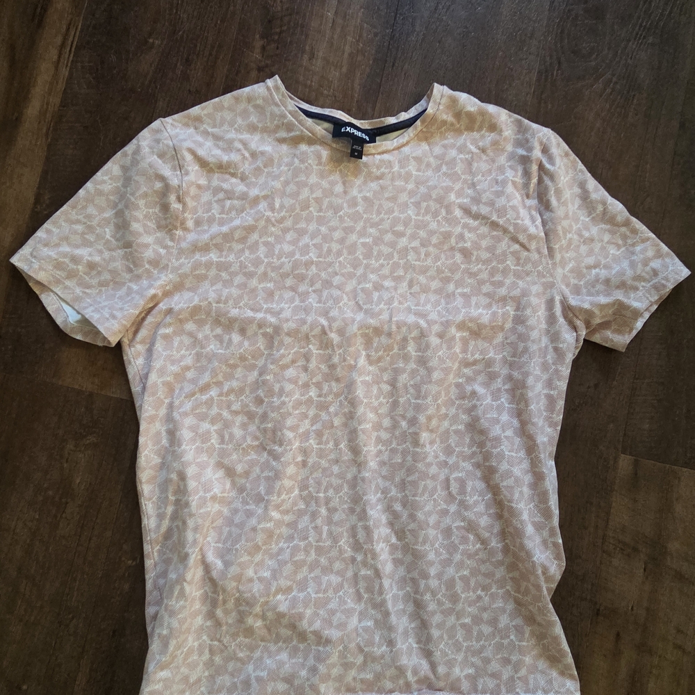 Express Men's Beige Patterned Tee